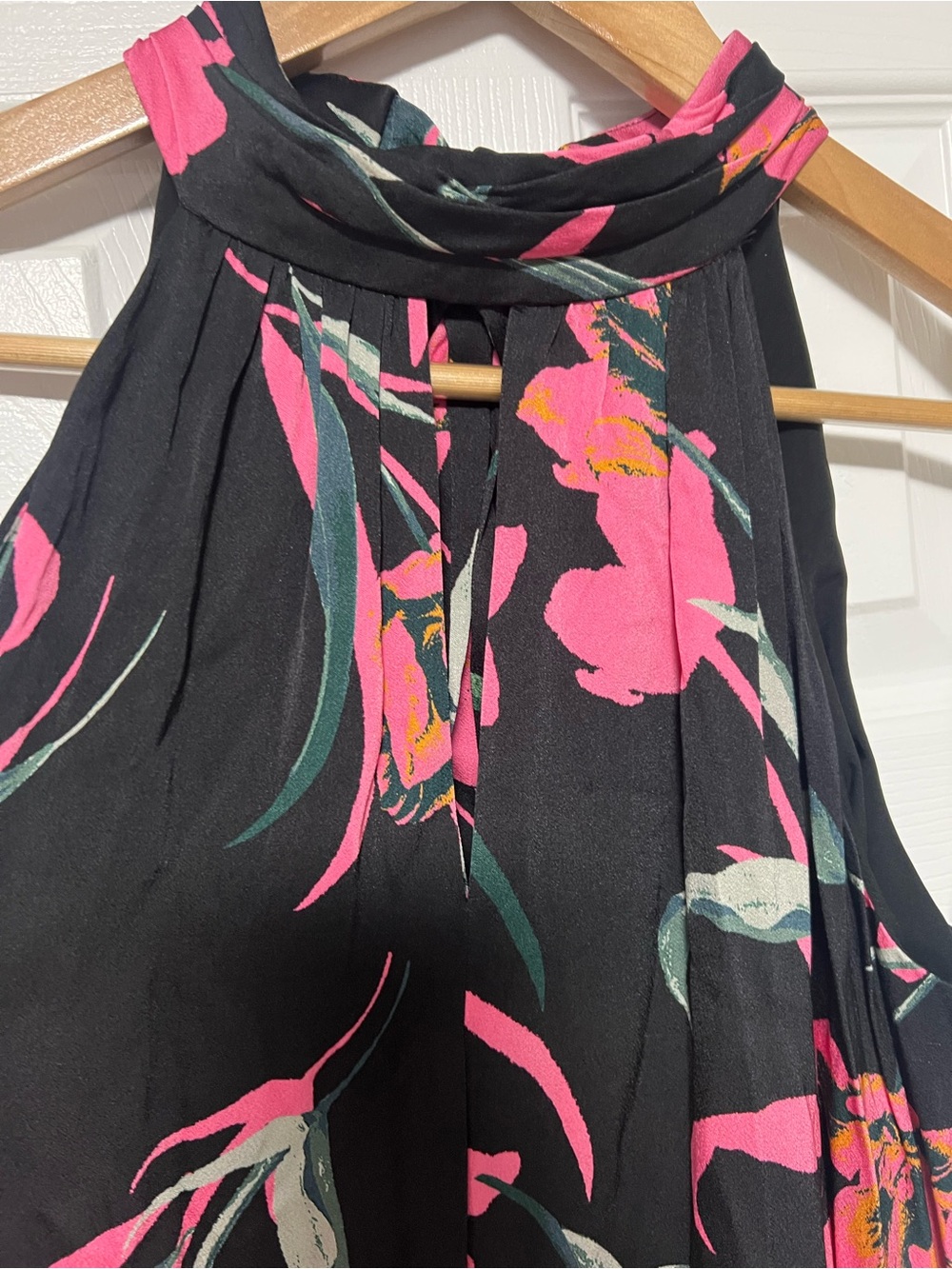 Milly Adrian Floating Botanica Floral Halter Midi Dress Black Pink Size 8 - Picture 5 of 9